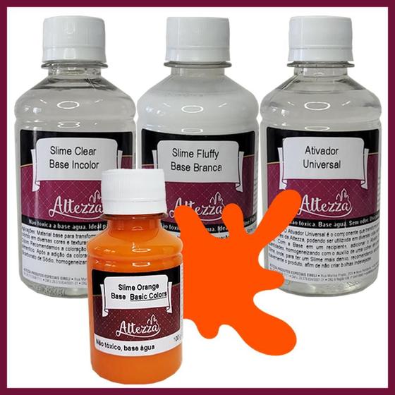 Imagem de Kit Ativador Universal 250ml + Cola Fluffy 250g + Cola Transparente Clear 250g - Altezza - Kit DIY para Slimes Criativos Art Factory Slime