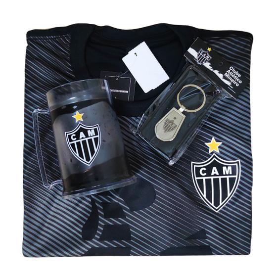 Imagem de Kit Atlético Mineiro Oficial - Camisa Galo Preto + Caneca + Chaveiro - Masculino