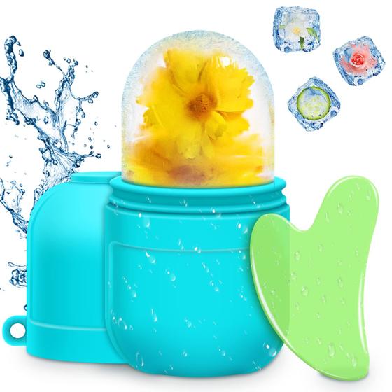 Imagem de Kit AURUZA Ice Roller e Gua Sha para Cuidados com o Rosto e Olhos