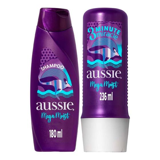 Imagem de Kit Aussie Mega Moist - Shampoo 180ml + Condicionador 236ml