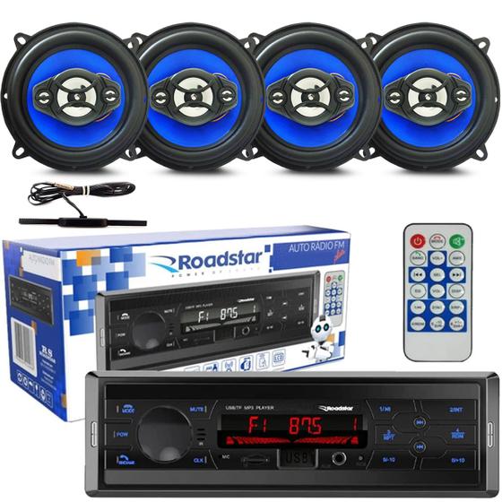 Imagem de Kit Auto 4 Falantes 5 Pol + Toca Radio Carro Mp3 Player Usb Som + antena