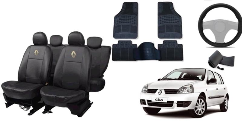 Imagem de Kit Automotivo para Clio 1990-2012 + Capa de Couro, Tapete e Volante