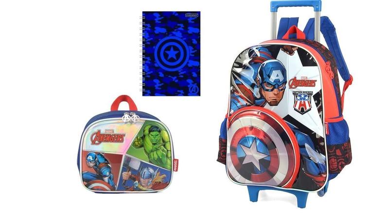 Imagem de Kit Avengers Marvel Mochila Rodinha E Costas + Lancheira + B