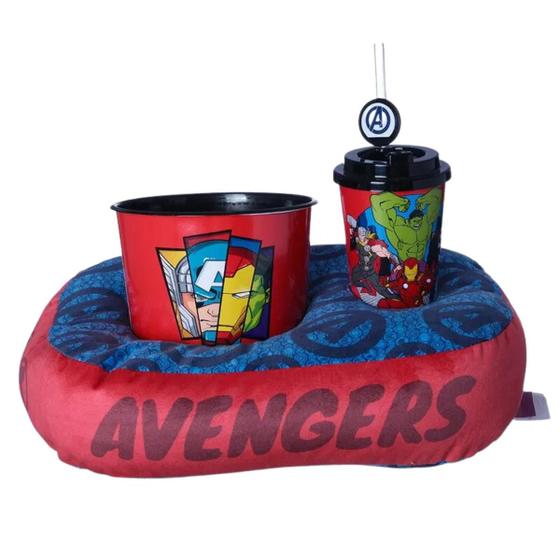 Imagem de Kit Avengers Vingadores Balde Pipoca Copo Almofada Marvel Disney