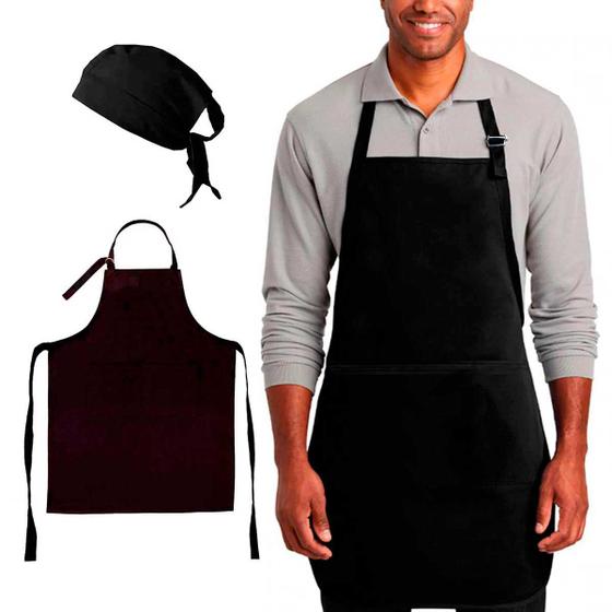 Imagem de Kit Avental Com Bandana Chef Cozinha Pizzaria Várias Cores