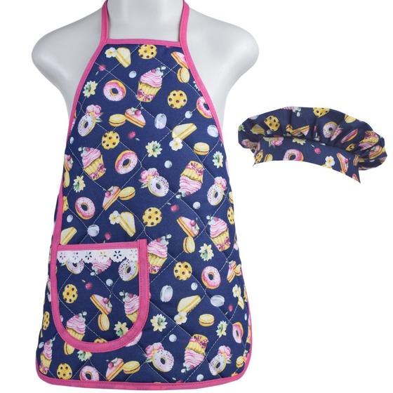 Kit Avental Criança Infantil E Touca Escola Arte Cozinha Menor preço em Kit Avental Criança Infantil E Touca Escola Arte Cozinha