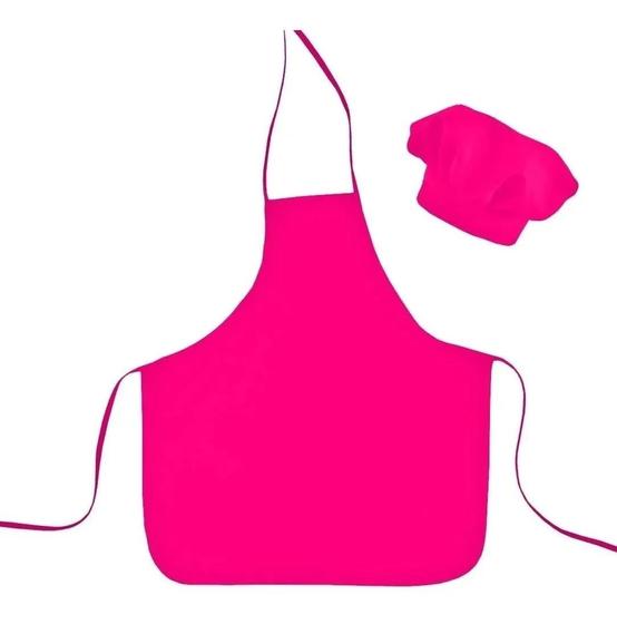 Kit Avental Infantil De Criança Liso Com Chapéu Touca Rosa Menor preço em Kit Avental Infantil De Criança Liso Com Chapéu Touca Rosa