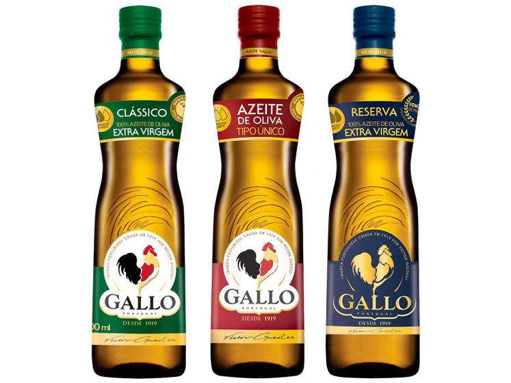 Kit Azeite de Oliva Gallo 3 Unidades - Tipo Único 500ml + Clássico 500ml + Reserva 500ml - Azeite - Magazine Luiza Kit Azeite de Oliva Gallo 3 Unidades - Tipo Único 500ml + Clássico 500ml + Reserva 500ml - Azeite - Magazine Luiza