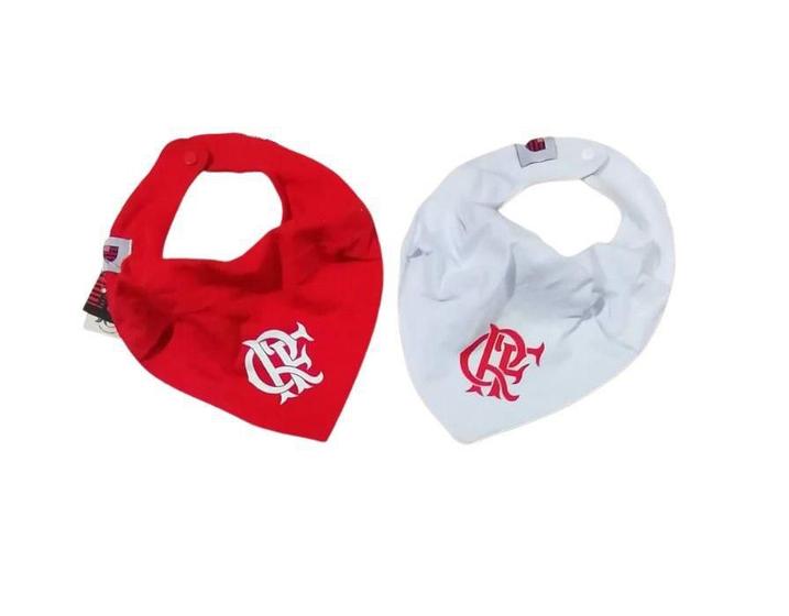 Imagem de Kit Babador Bandana Vermelho e Branco Flamengo Oficial