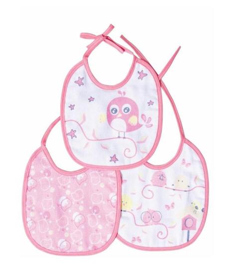 Imagem de Kit Babador Felpudo Com 3 Pçs Rosa Estampado - Papi