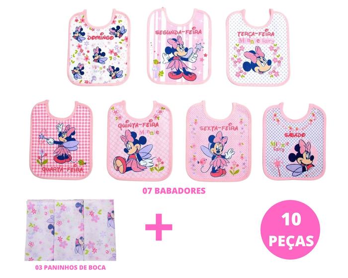 Imagem de Kit babadores disney + paninhos de boca menina(o) enxoval bb