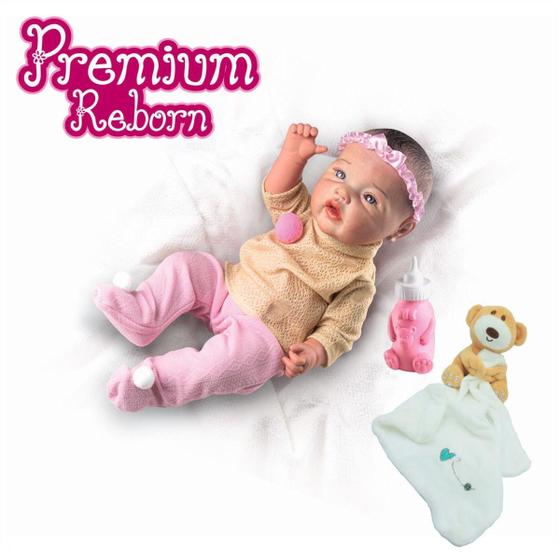 Imagem de Kit Baby Bebê Reborn Realista C/ Mamadeira e  Nana Pelúcia