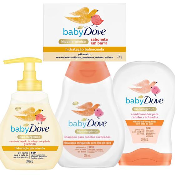 Kit Baby Dove para cabelo Cacheados Coco Hipoalergênico 4Produtos