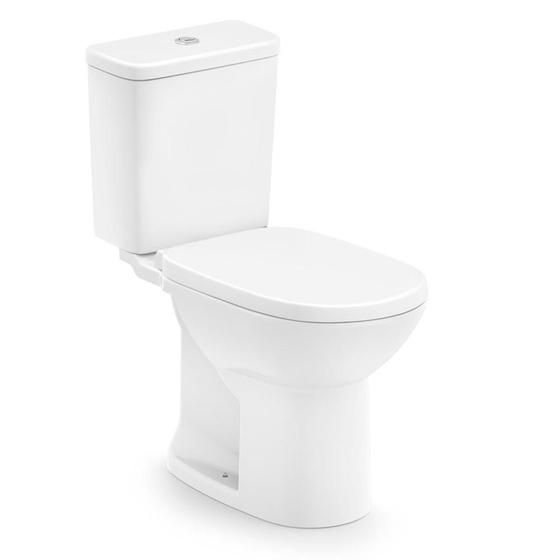 Kit Bacia com Caixa Acoplada 3 a 6 Litros E Assento Sanitário Debba Round Branco Menor preço em Kit Bacia com Caixa Acoplada 3 a 6 Litros E Assento Sanitário Debba Round Branco