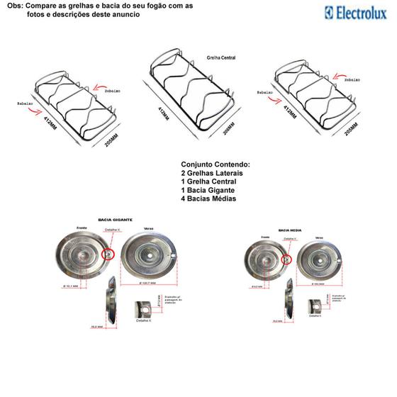 Imagem de Kit bacias + grelhas para fogões electrolux  5 bocas 76 sbc