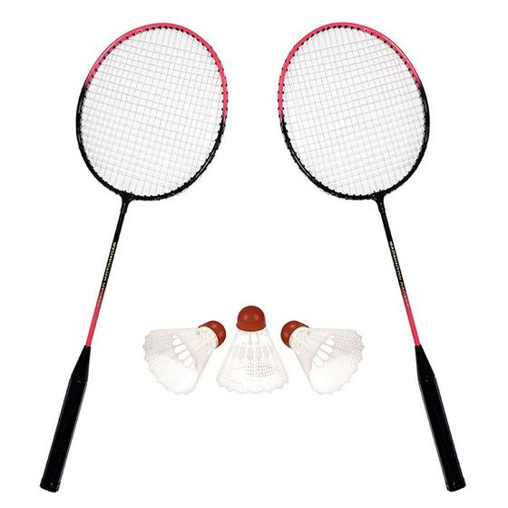 Imagem de Kit Badminton 2 Raquetes  3 Petecas e Bolsa Com Zíper 