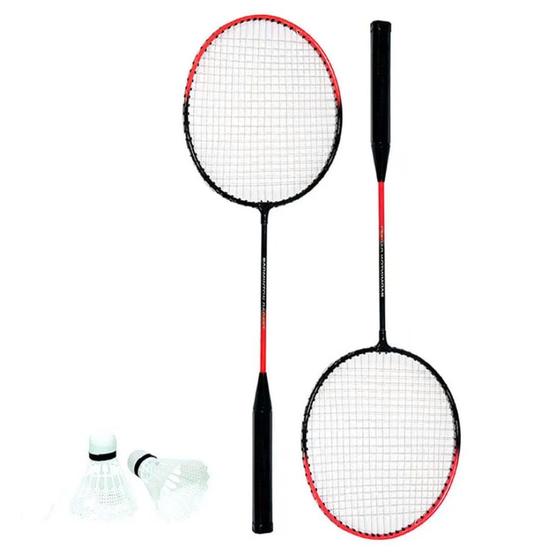 Imagem de Kit Badminton Raquete e Peteca Vermelho Redstar
