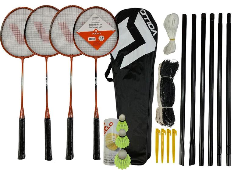 Imagem de Kit Badminton Vollo VB004 4 Raquetes 6 Petecas Rede e Bolsa Completo