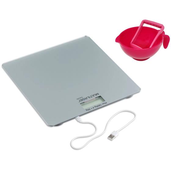 Imagem de Kit Balança Digital Corporal Recarregável Usb 180Kg Multilaser Com Amassador De Papinha Alimentação Bebê Frutas Smash