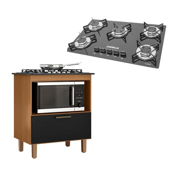 Imagem de Kit Balcão Cooktop Zanzini Italia 1 Porta e Fogão Cooktop 5 Bocas Trempe de Chapa