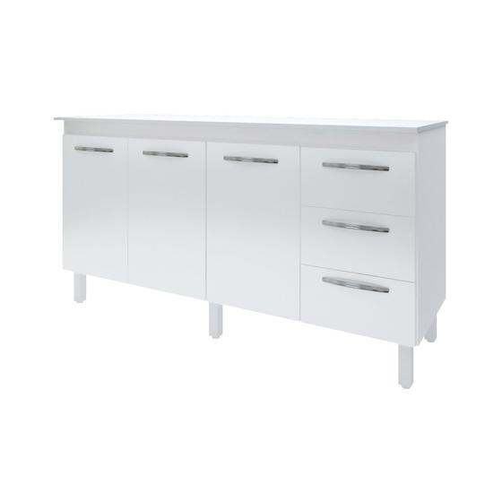 Kit Balcão Cozinha Gabinete Diana 148 cm Branco com Tampo Tampão 150 cm Diana Branco Menor preço em Kit Balcão Cozinha Gabinete Diana 148 cm Branco com Tampo Tampão 150 cm Diana Branco