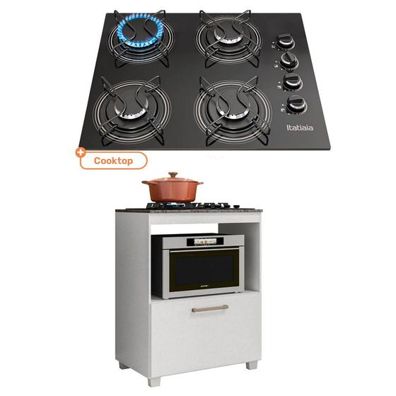 Kit Balcão Cozinha MOOB com Cooktop Itatiaia 4 bocas Preto a Gas Bivolt Menor preço em Kit Balcão Cozinha MOOB com Cooktop Itatiaia 4 bocas Preto a Gas Bivolt
