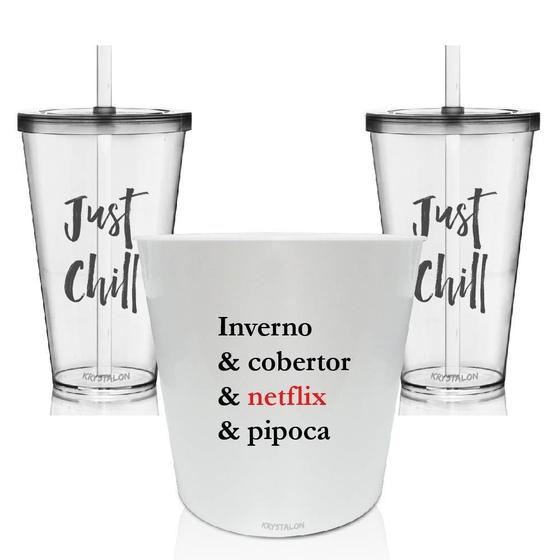Imagem de Kit Balde De Pipoca E 2 Copos - Inverno & Cobertor