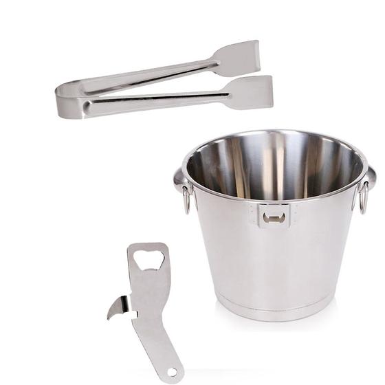 Imagem de Kit Balde Inox Bar Cerveja 6l Abridor e Pegador Gelo