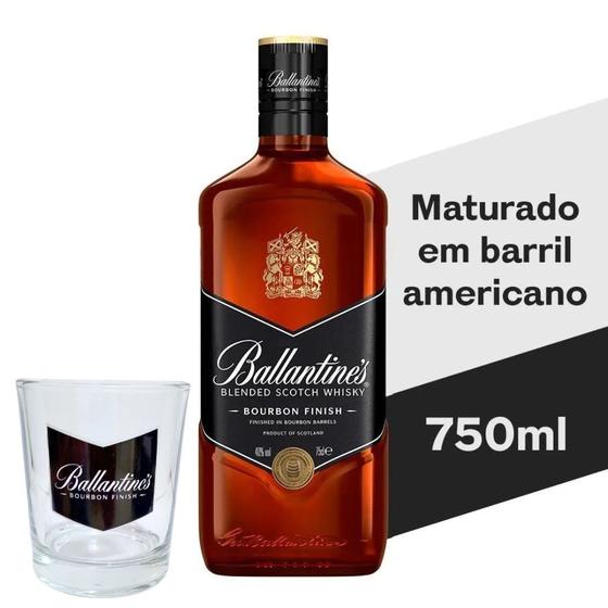 Imagem de Kit Ballantines Bourbon Finish 750ml + Copo Personalizado