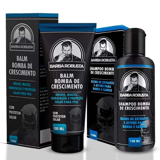 Imagem de Kit Balm Hidratante Shampoo Fortalecedor Para Barba Robusta