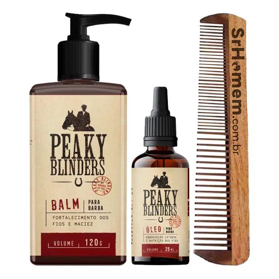 Imagem de Kit Balm Óleo Pente Duplo Barba Peaky Blinders Don Alcides