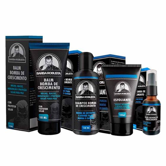 Imagem de Kit Balm Shampoo Esfoliante E Óleo Para Barba Robusta