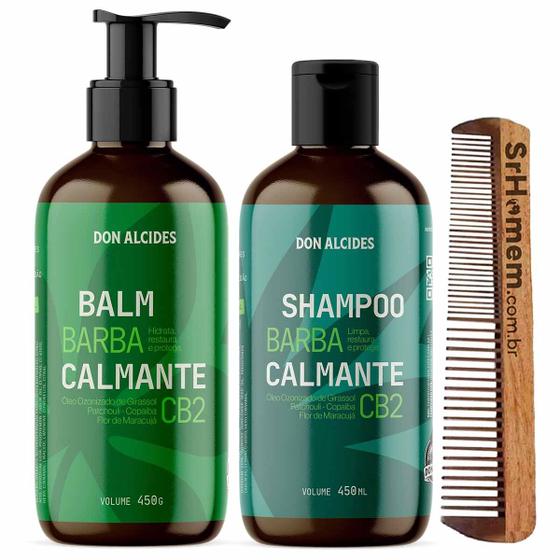 Imagem de Kit Balm Shampoo Para Barba 450g Cb2 Pente Duplo Don Alcides