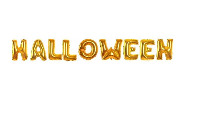 Imagem de Kit Balões Metalizados HALLOWEEN 40cm Dourado 9 Letras