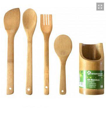 Imagem de Kit Bamboo Com 5 Peças Com Suporte Starhouse