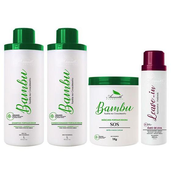 Imagem de Kit Bambu Shampoo, Cond, Masc E Leave-in Aramath 1l