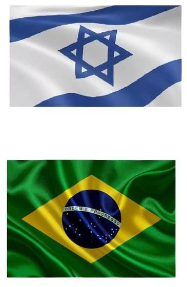 Imagem de Kit Bandeira De Israel + Bandeira Do Brasil (0,60 X 0,90 Cm)