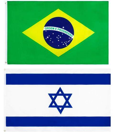 Imagem de Kit Bandeira Do Brasil + Bandeira De Israel Dupla Face 150 X 90 Cm