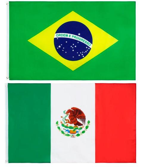 Imagem de Kit Bandeira Do Brasil + Bandeira Do México 1,50 X 0,90 Mts