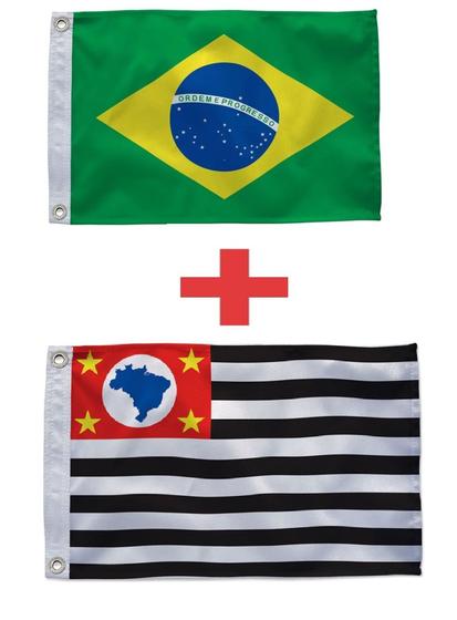 Imagem de Kit Bandeira São Paulo + Bandeira Do Brasil (0,90 X 0,60 Cm)