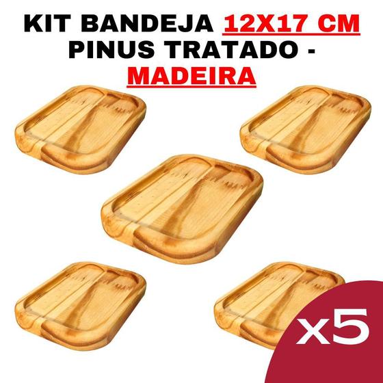 Imagem de Kit Bandeja de Madeira 12cm x 17cm- Modelo RG Tamanho Nº6 Cozinha - Design-Elegante-Decoração-Rústica-Sustentável-Durável