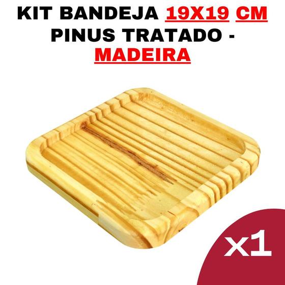 Imagem de Kit Bandeja de Madeira 19cm x 19cm - Modelo LE Tamanho Nº9 Cozinha - Decoração-Rústica-Sustentável-Design-Elegante-Durável
