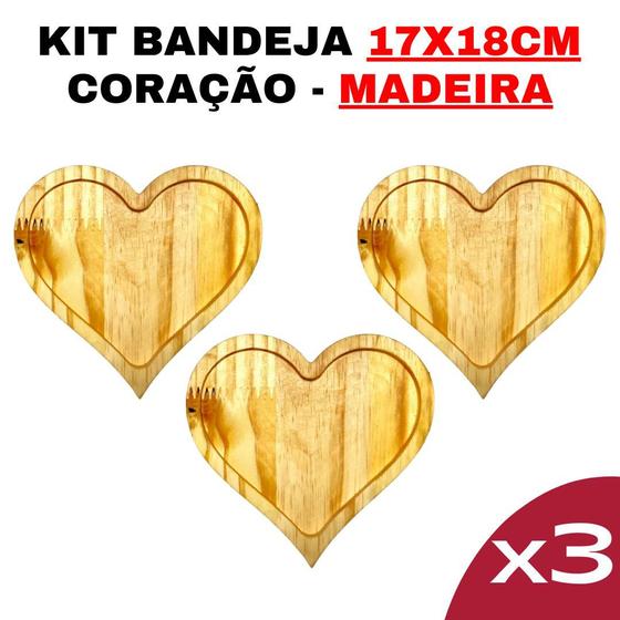 Imagem de Kit Bandeja De Madeira - Modelo Coração M -Decoração-Rústica-Design-Elegante-Sustentável