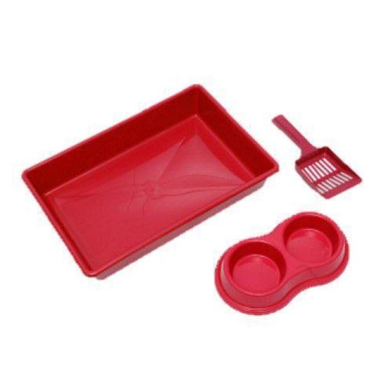 Imagem de Kit Bandeja Higiênica Four Plastic para Gatos Vermelho