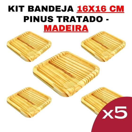 Imagem de Kit Bandeja Madeira Kit Tamanho Nº9 Cozinha Madeira Maciça