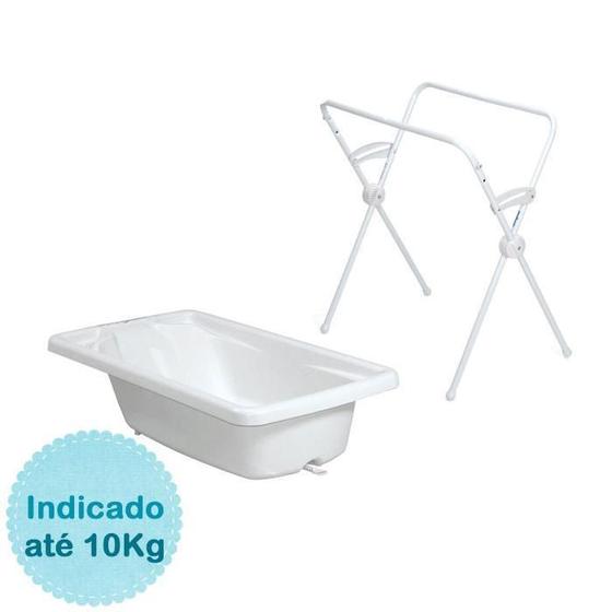 Imagem de Kit banheira + assento + suporte branco burigotto