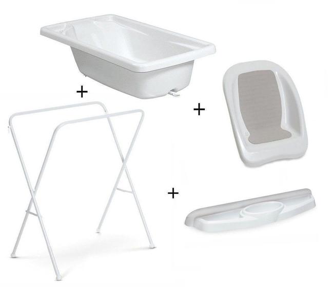 Kit Banheira de Bebê Galzerano Branca Até 20 Kg com Mangueira e Suporte + Redutor + Saboneteira Menor preço em Kit Banheira de Bebê Galzerano Branca Até 20 Kg com Mangueira e Suporte + Redutor + Saboneteira
