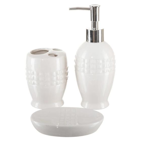 Imagem de Kit Banheiro Decorado Lavabo Moderno Saboneteira Porcelana