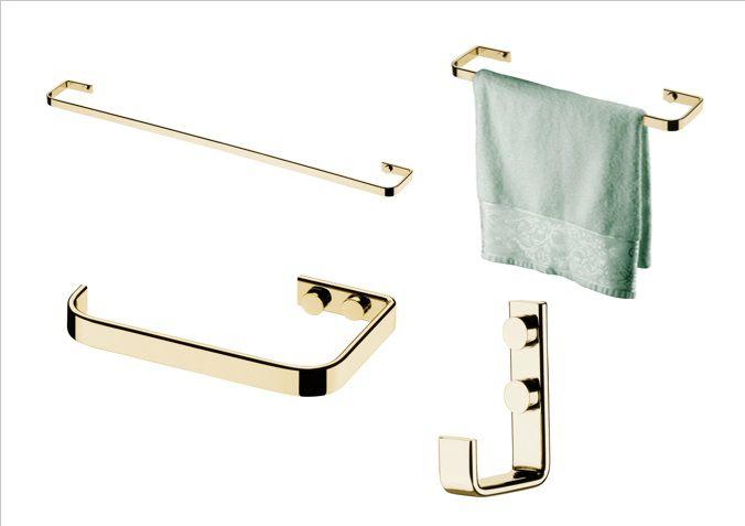 Imagem de Kit banheiro lavabo 4 peças Dourado Future toalheiro de 60 e 30 cm