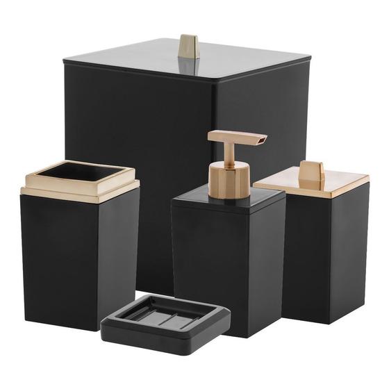 Kit Banheiro Lavabo 5 peças com lixeira porta Sabonete sabonete liquido Escova Algodão Menor preço em Kit Banheiro Lavabo 5 peças com lixeira porta Sabonete sabonete liquido Escova Algodão